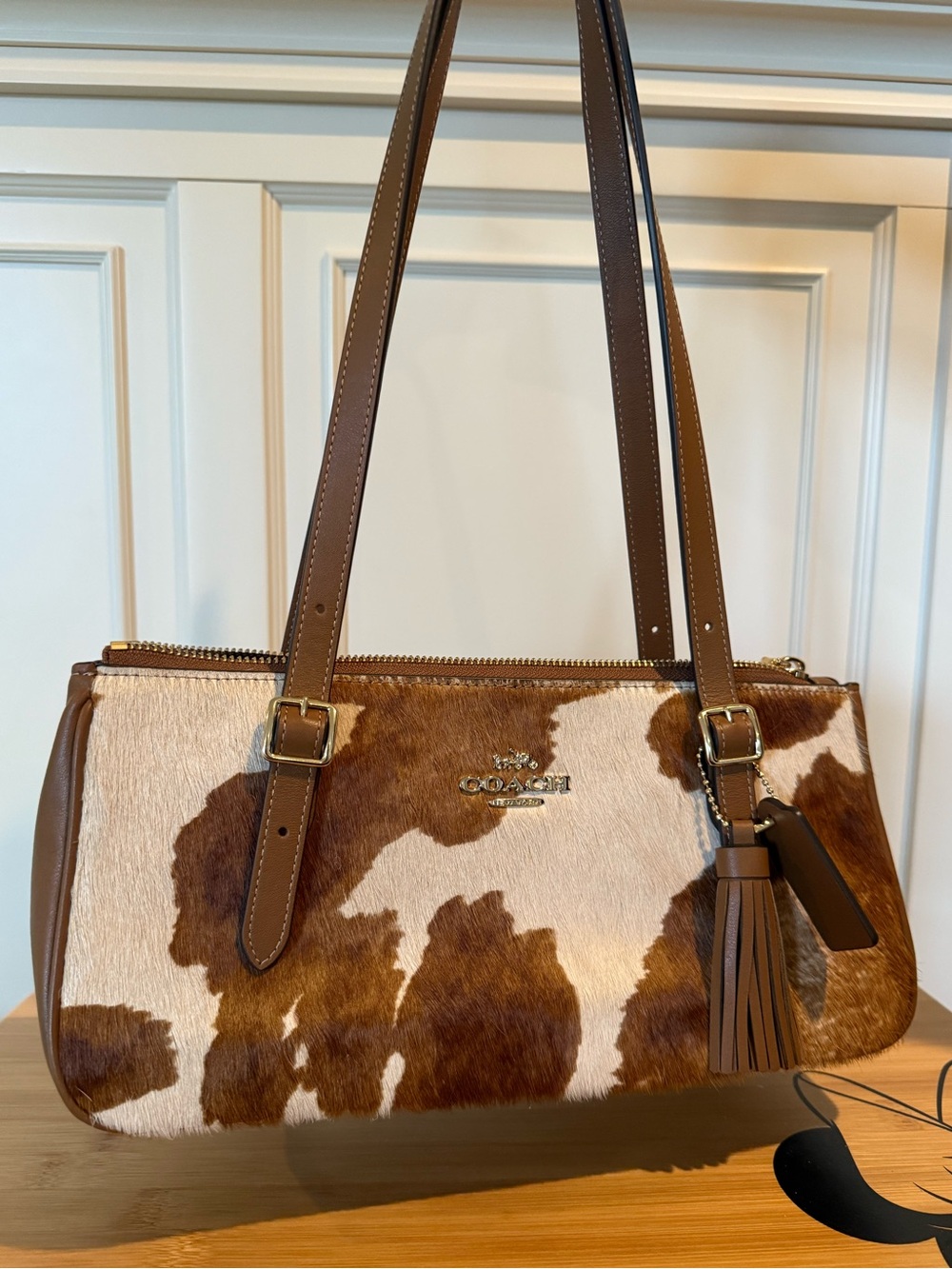 Cow Pattern Leather Coach Bag